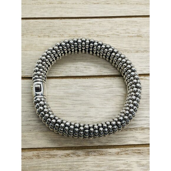 Lagos Caviar Bangle Bracelet Sterling Silver 925 18K 750 15MM - Picture 14 of 14